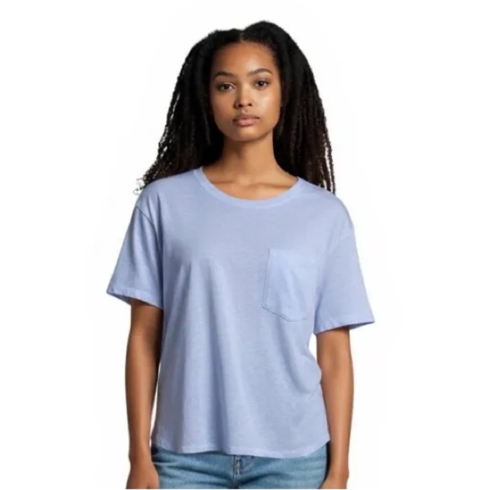 WE THE FREE Women’s Blue Short Sleeve Slub Tee Size Small loose soft pocket tee